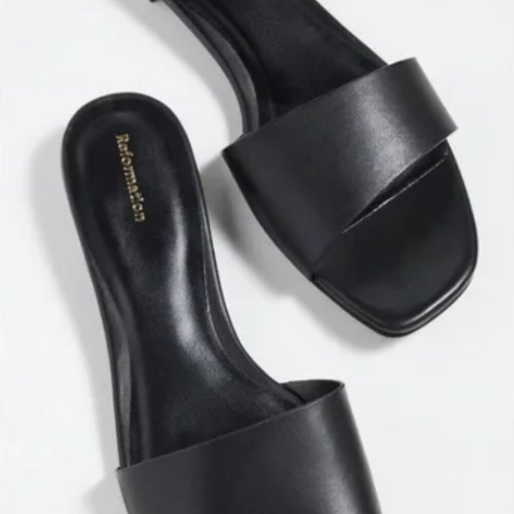 Reformation Joey Asymmetrical Flat Slide - Size W6.5 - Gently Used, Good Condt - Picture 2 of 9